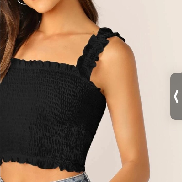 Black Ruffle Sleeve Top - Picture 2 of 3